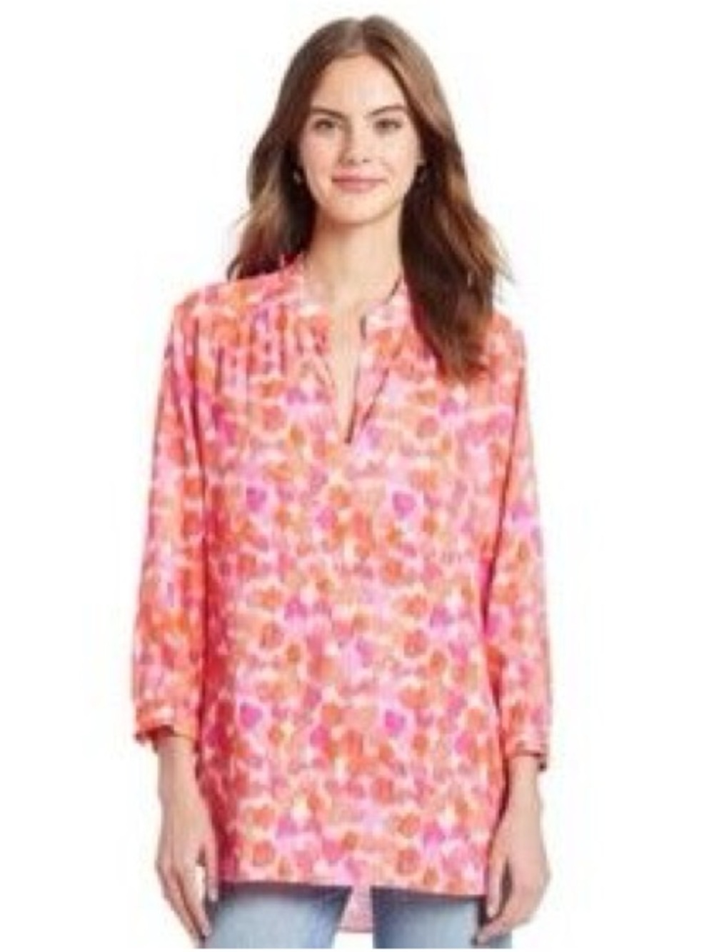 NWT SIZE S Amanda Uprichard Pink & Orange Floral Tunic Top